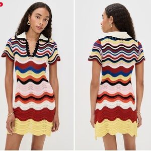 LA DOUBLE J SIZE M MEDIUM NWT Multicolor Wave Pattern Knit Dress Chevron